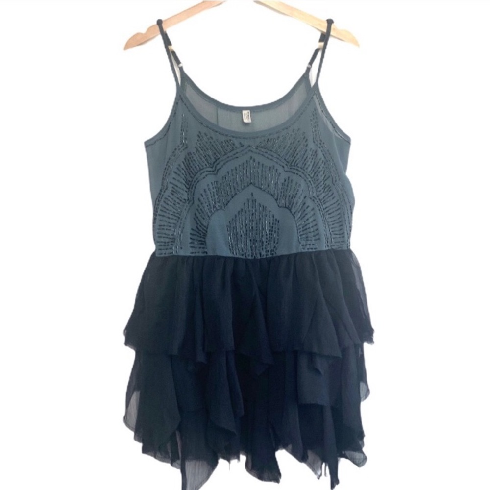 Free People beaded chiffon slip dress